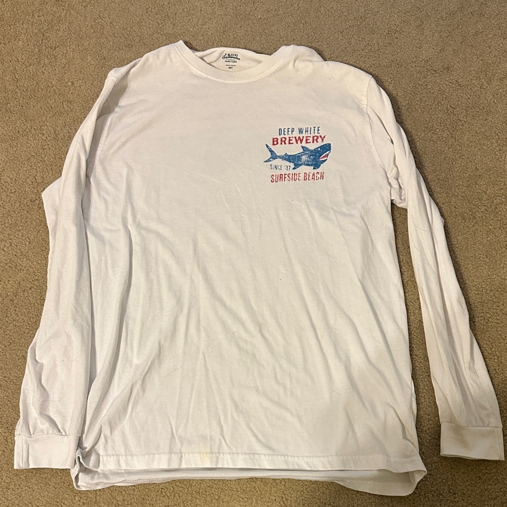 Izod White Long Sleeve Tee with Surf Graphic
